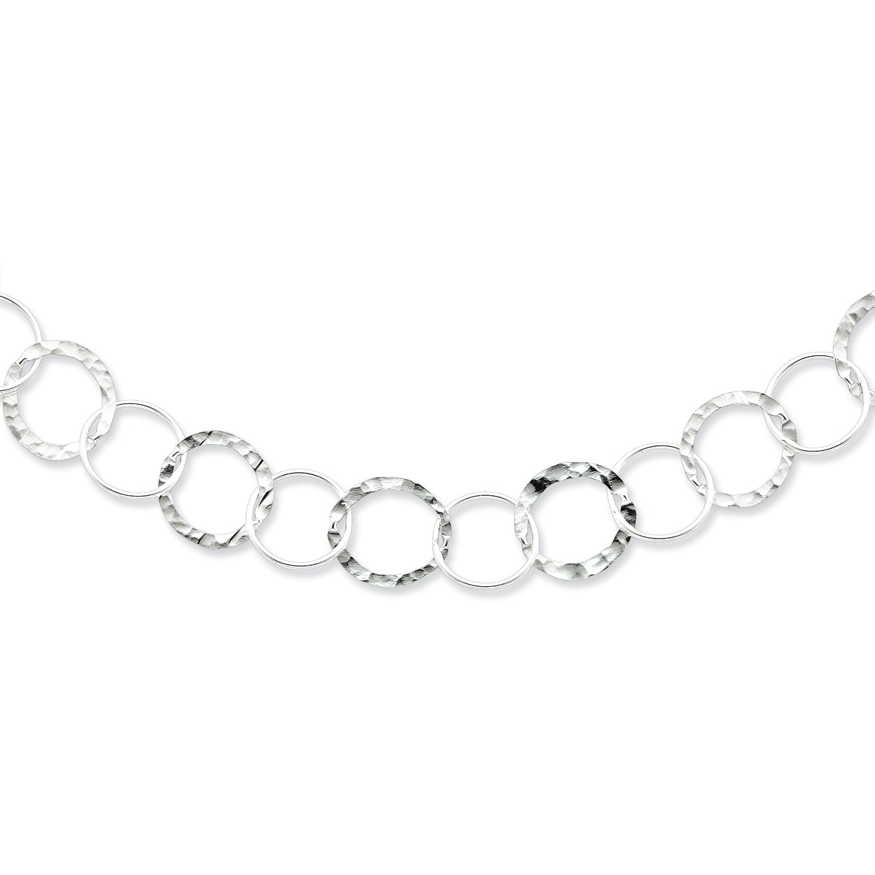 Sterling Silver Circle Link Necklace 18 Inches