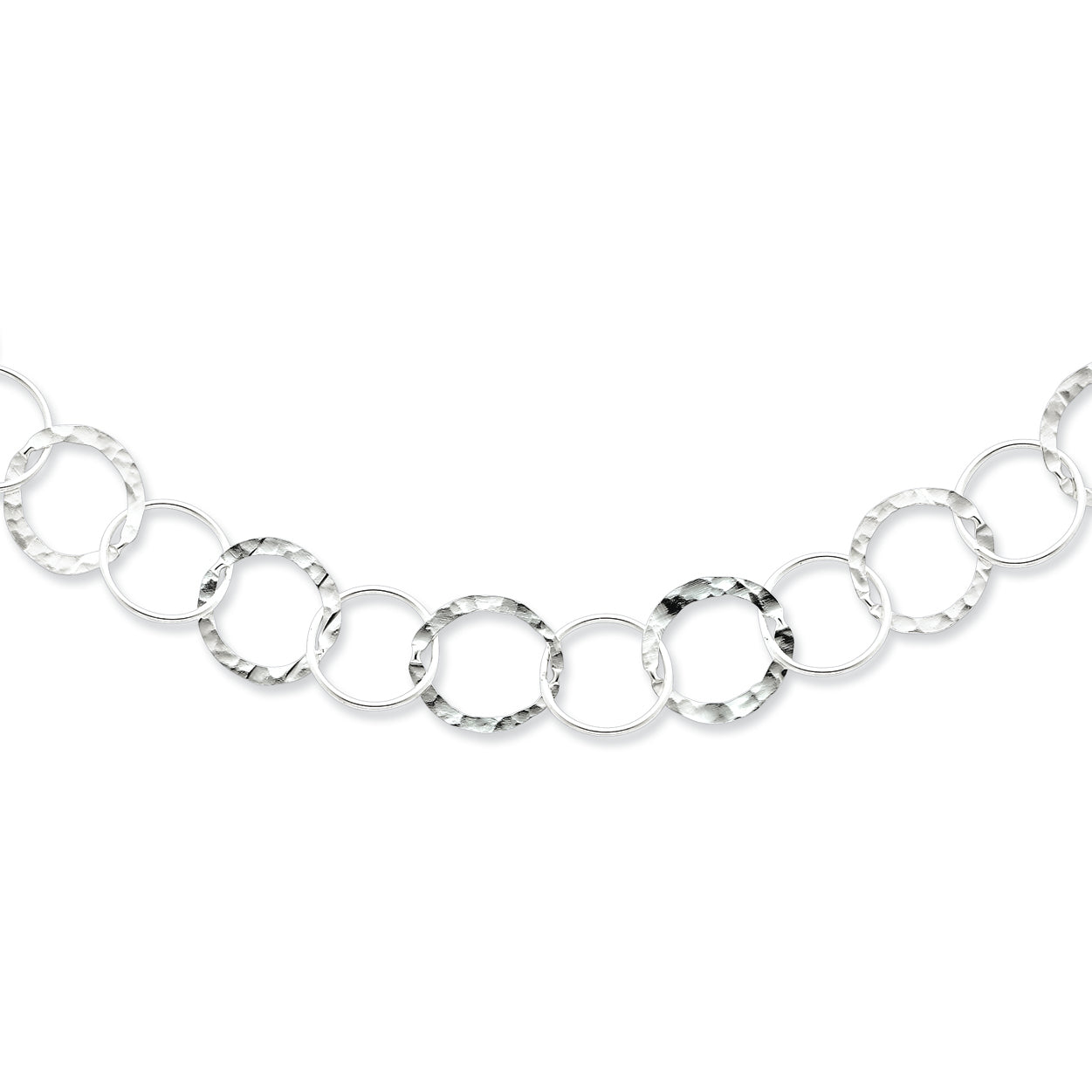 Sterling Silver Circle Link Necklace 20 Inches