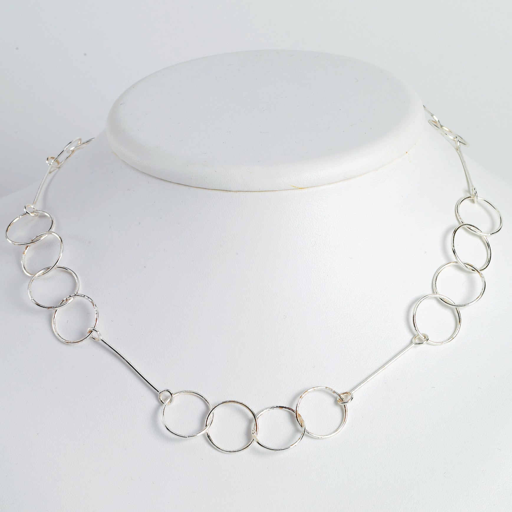 Sterling Silver Circle & Bar Necklace 18 Inches