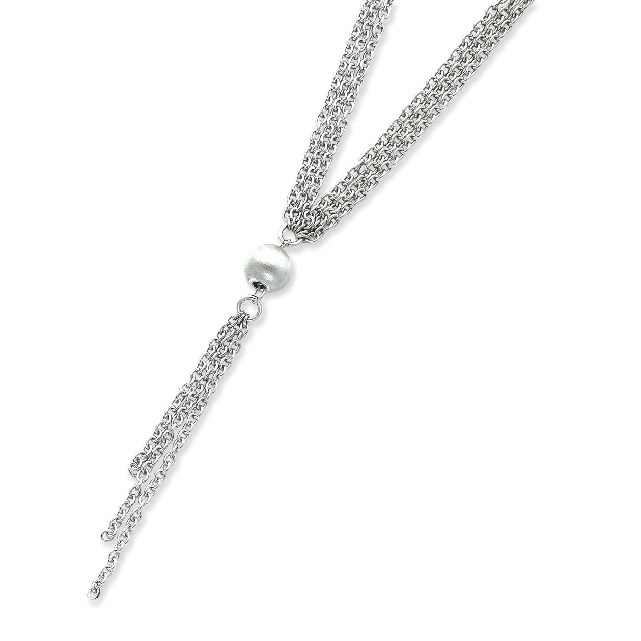 Sterling Silver Satin Bead Drop Necklace 18 Inches