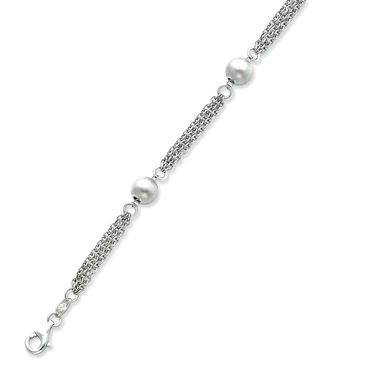 Sterling Silver Satin Bead Bracelet 7.5 Inches
