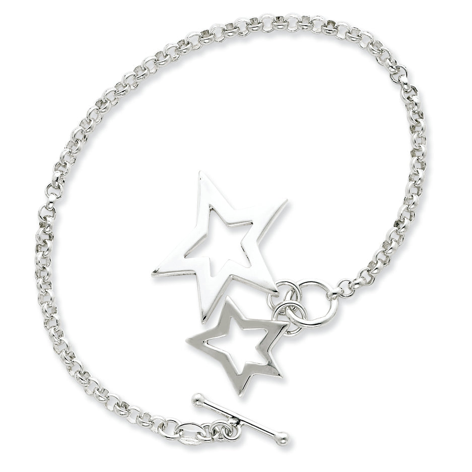 Sterling Silver Fancy Stars Bracelet 7 Inches