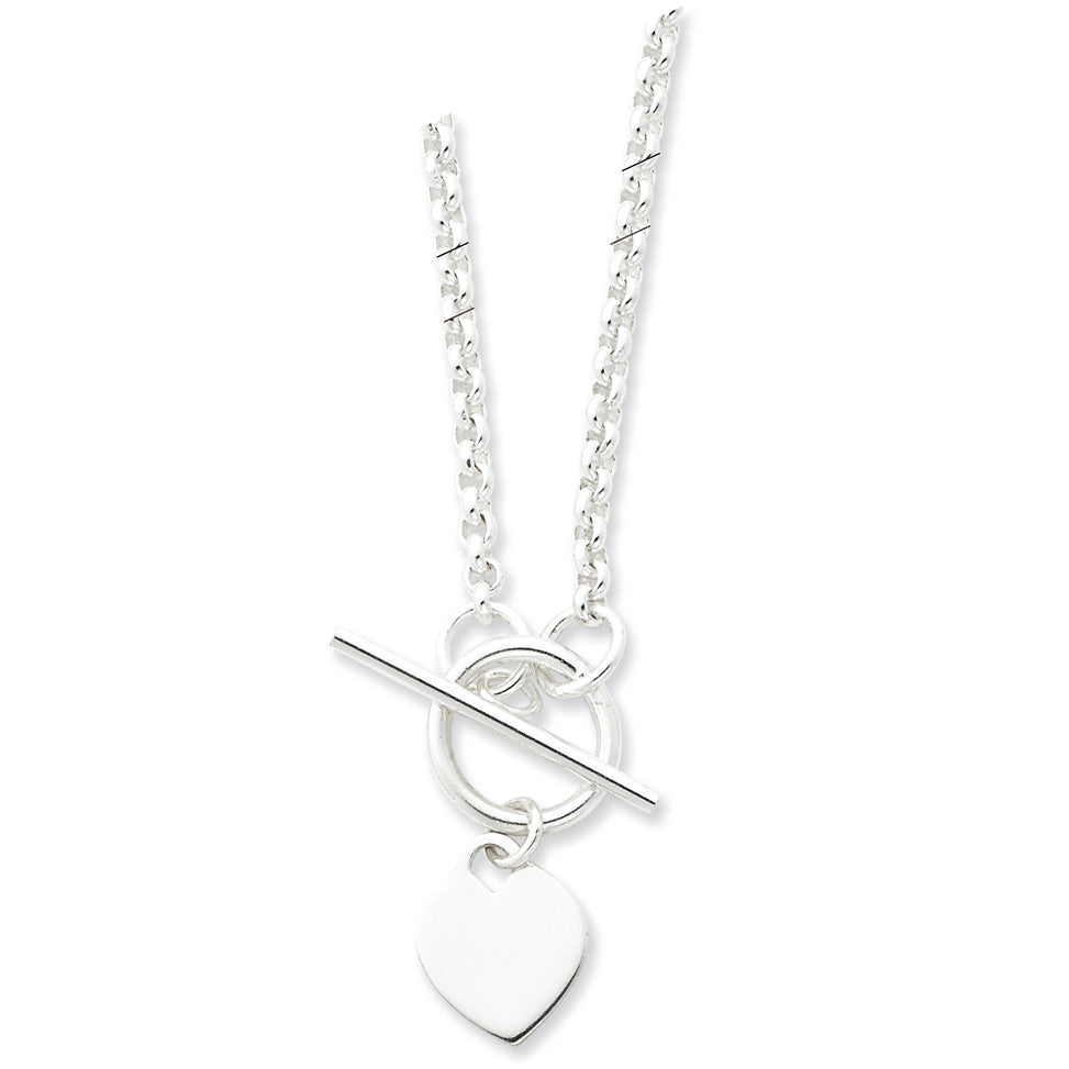 Sterling Silver Heart Tag Necklace 18 Inches
