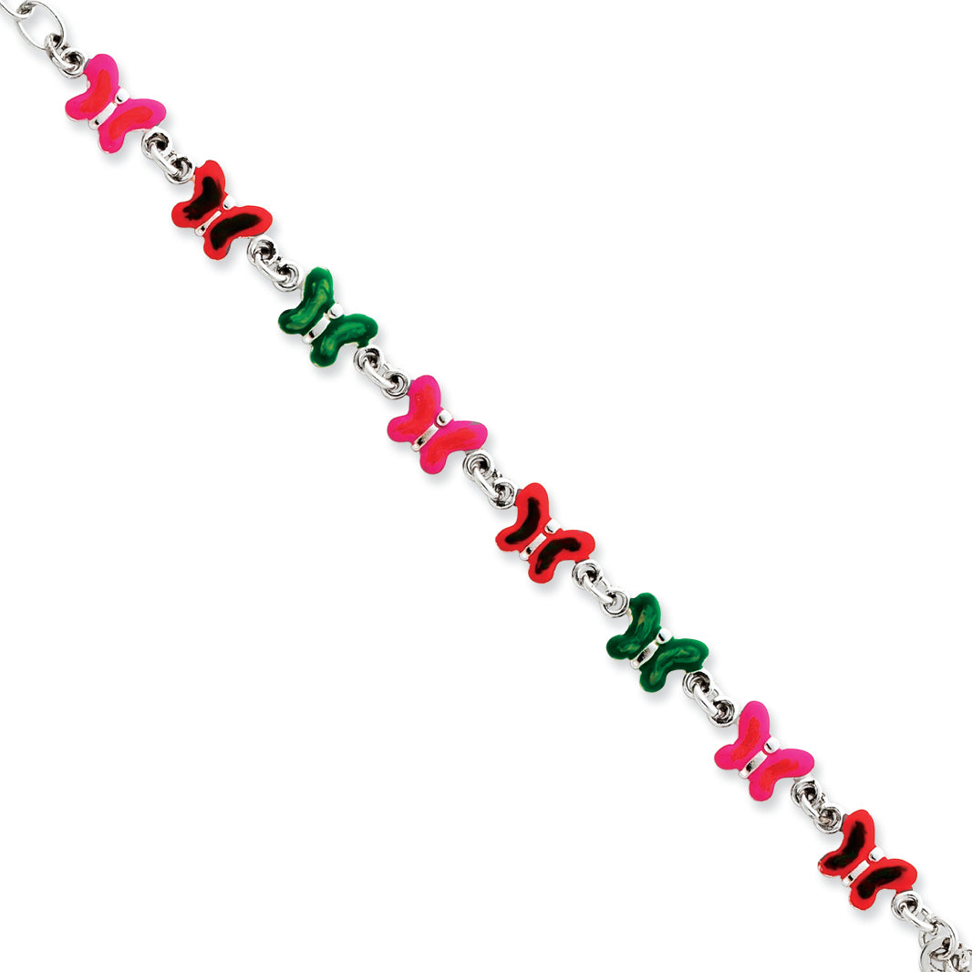Sterling Silver Enameled Baby Bracelet 6 Inches