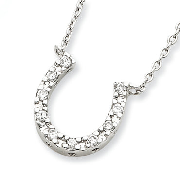 Sterling Silver CZ Horshoe Necklace