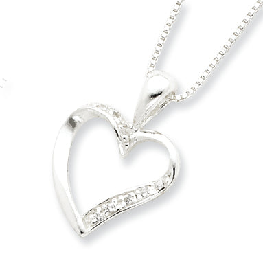 Sterling Silver CZ Heart Necklace