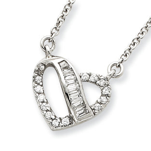 Sterling Silver Heart CZ Necklace