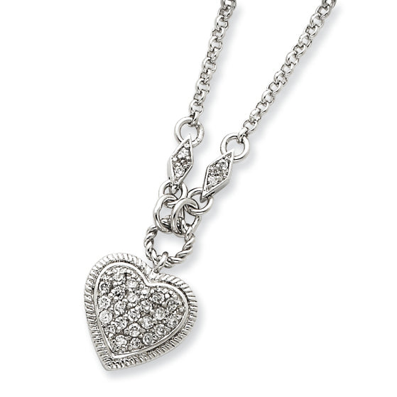 Sterling Silver CZ Heart Necklace