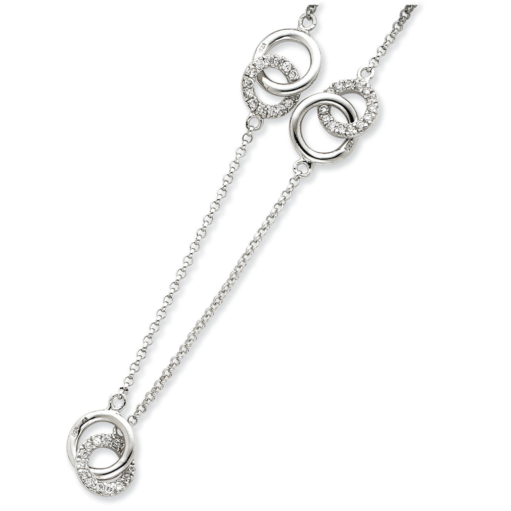 Sterling Silver Circle CZ Necklace