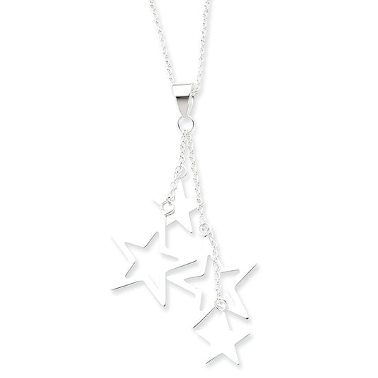 Sterling Silver Dangling Stars Necklace