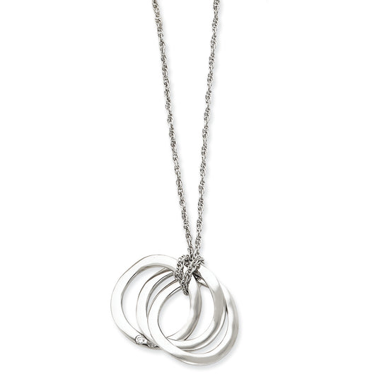 Sterling Silver CZ Triple Circle Adjustable Necklace