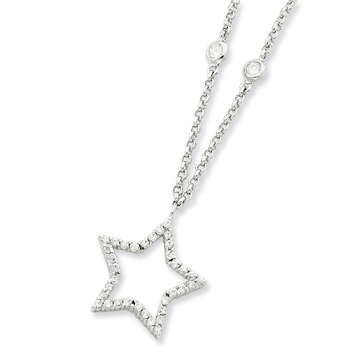 Sterling Silver CZ Star Necklace