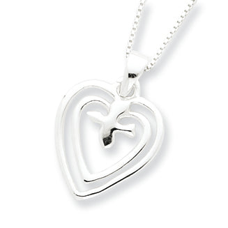 Sterling Silver Hearts w/Dove Necklace