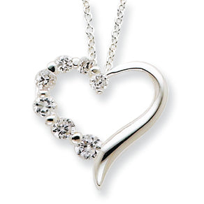 Sterling Silver CZ Heart Journey Necklace