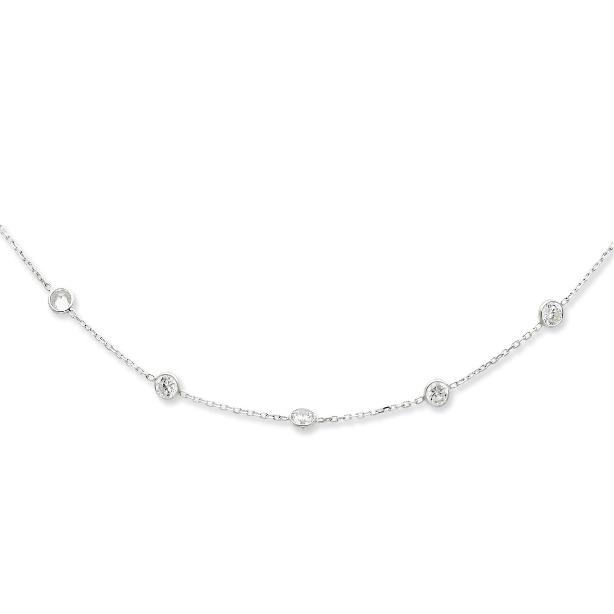 Sterling Silver Clear CZ Necklace 18 Inches