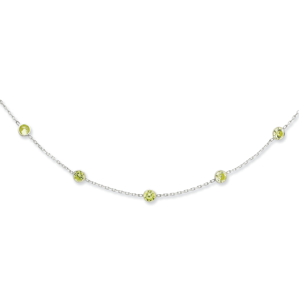 Sterling Silver Lime CZ Necklace 18 Inches