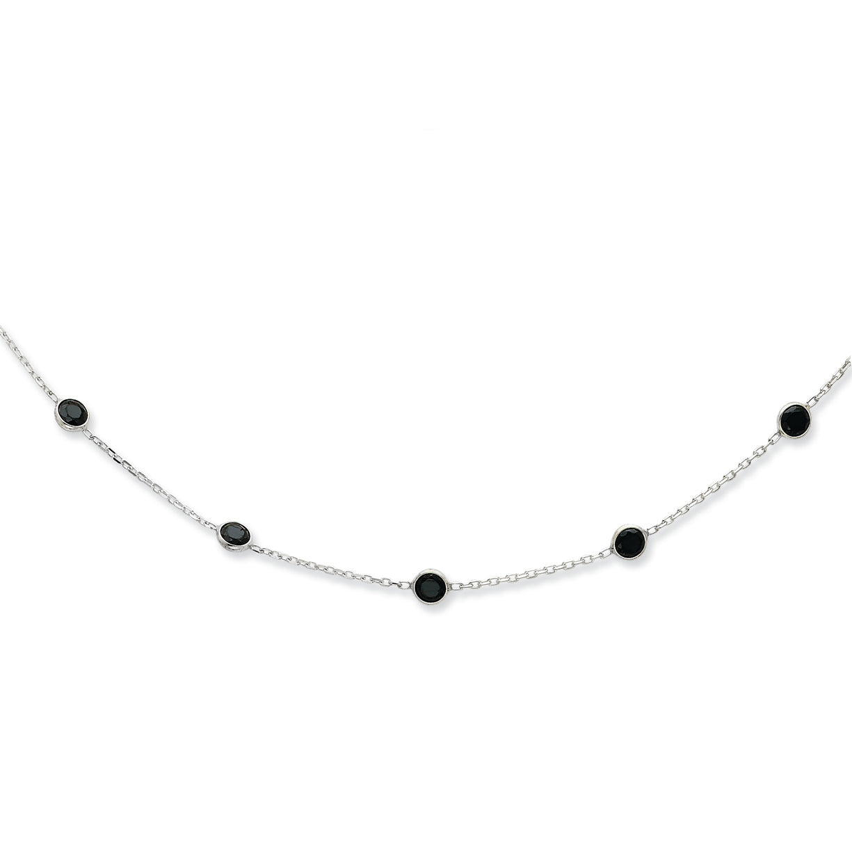 Sterling Silver Black CZ Necklace 18 Inches
