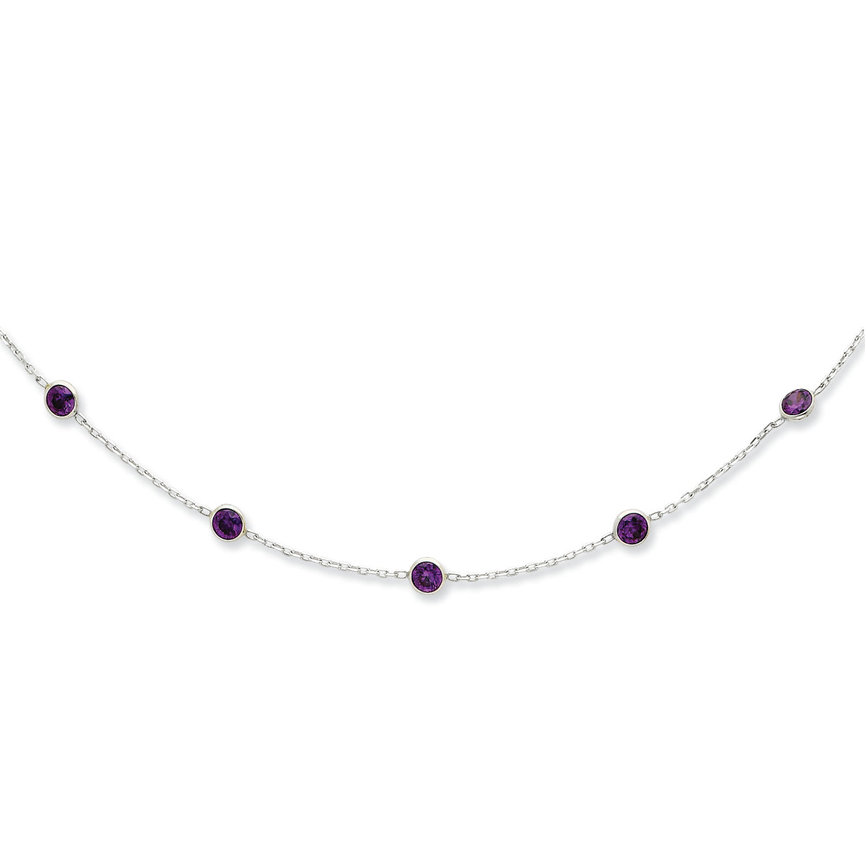 Sterling Silver Purple CZ Necklace 18 Inches