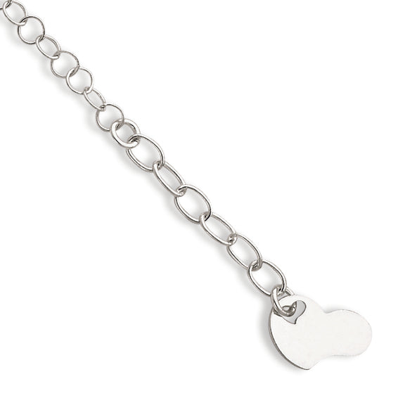 Sterling Silver Polished Heart with 1in ext. Anklet