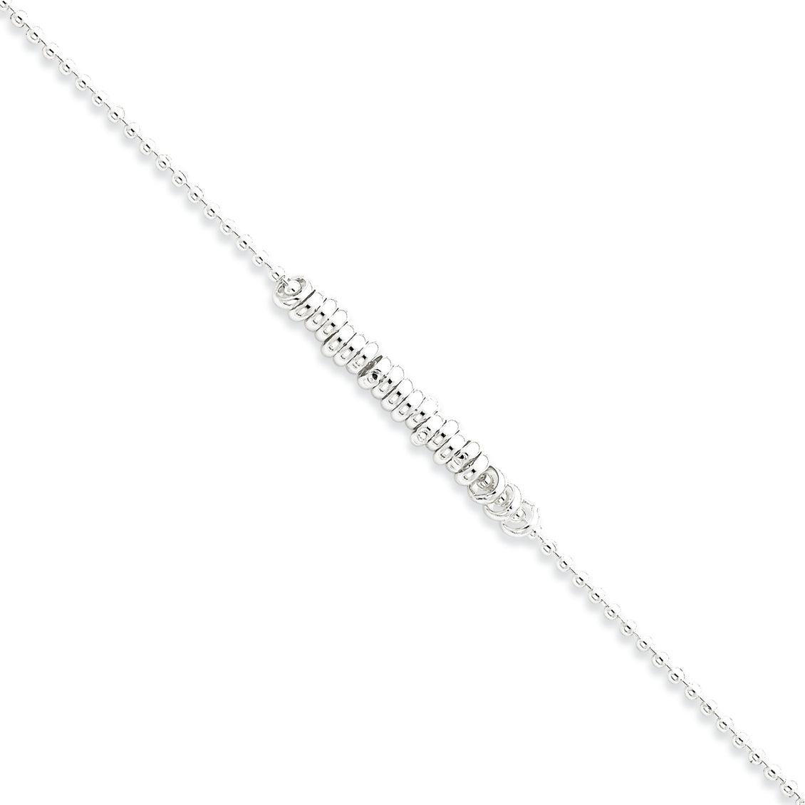 Sterling Silver 10inch Polished Fancy Love Ring Anklet 10 Inches
