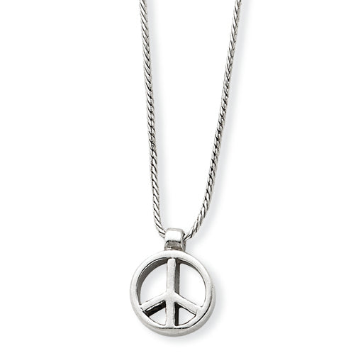 Sterling Silver Peace Sign Charm on 16" Chain Necklace