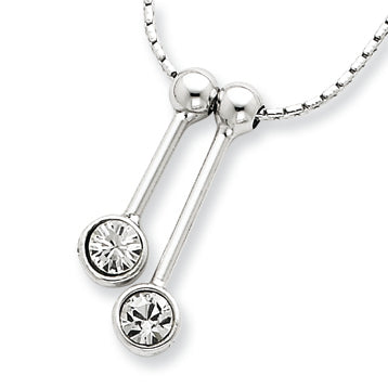 Sterling Silver CZ Dangle Charms on 16 Chain Necklace