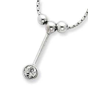 Sterling Silver CZ Dangle Charm on 16 Chain Necklace