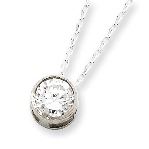 Sterling Silver CZ Pendant on 16 Chain Necklace