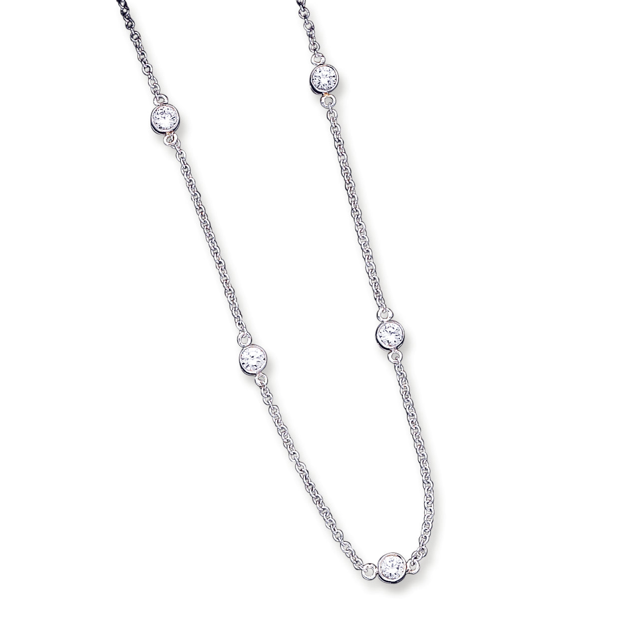 Sterling Silver CZ on 16 Chain Necklace 16 Inches