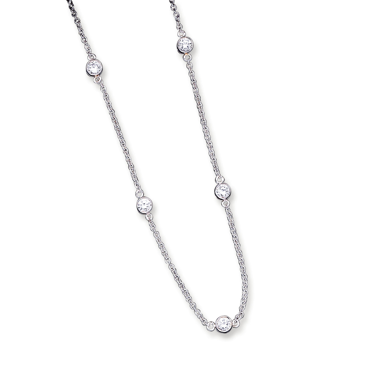 Sterling Silver CZ on 18 Chain Necklace 18 Inches