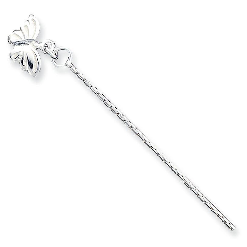 Sterling Silver Butterfly Anklet 9 Inches