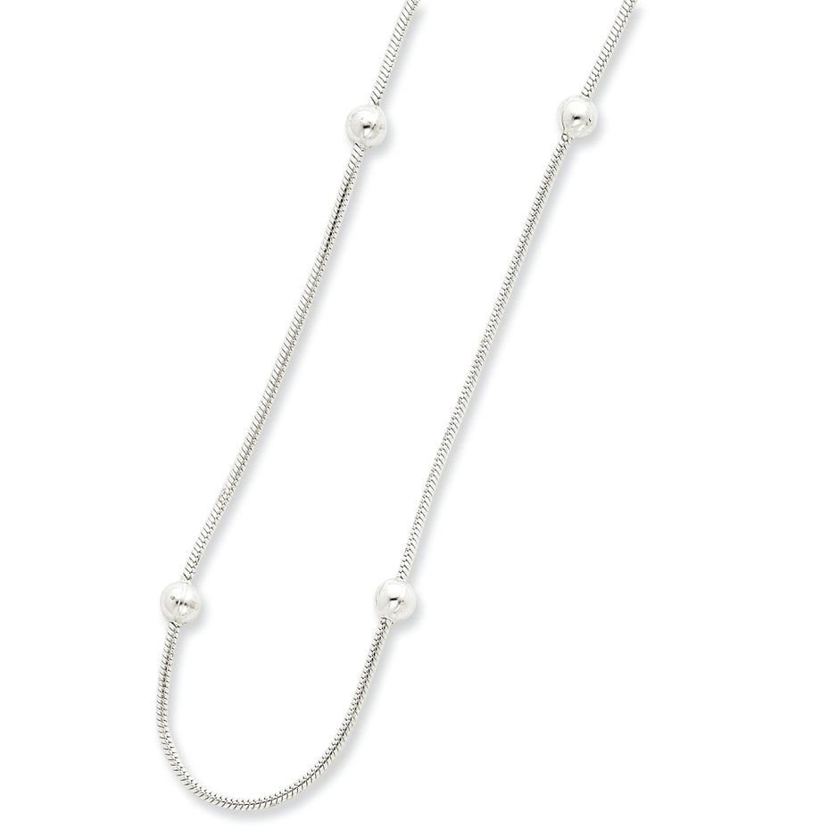 Sterling Silver 18 Beaded Necklace