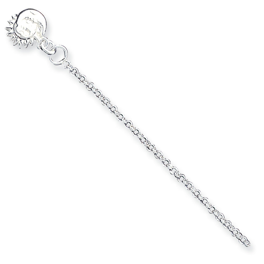 Sterling Silver Sun & Moon Anklet 9 Inches