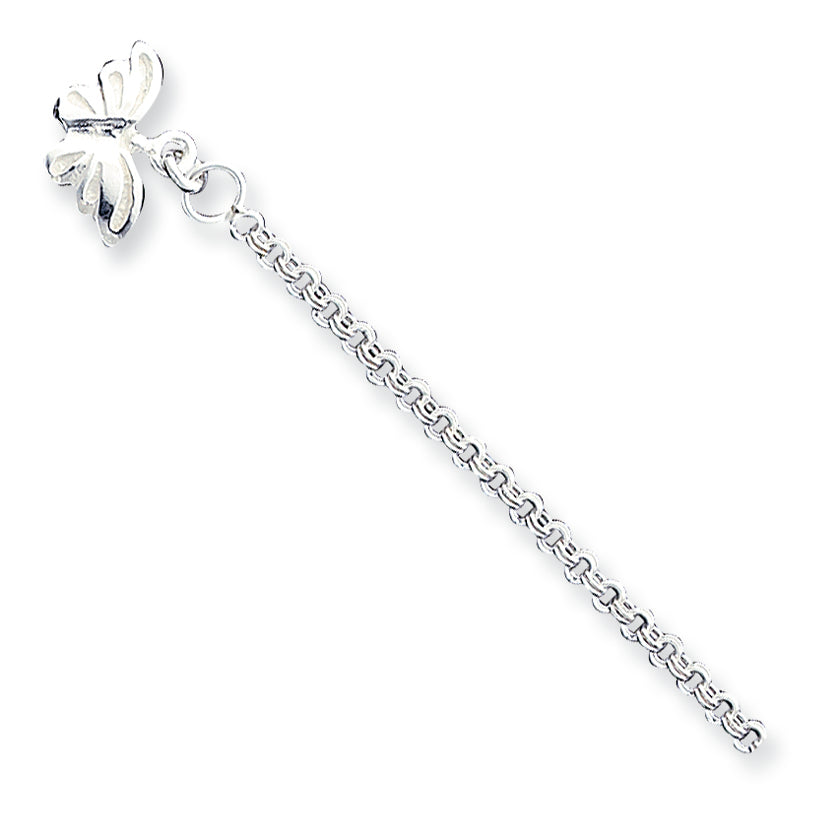 Sterling Silver Butterfly Anklet 9 Inches