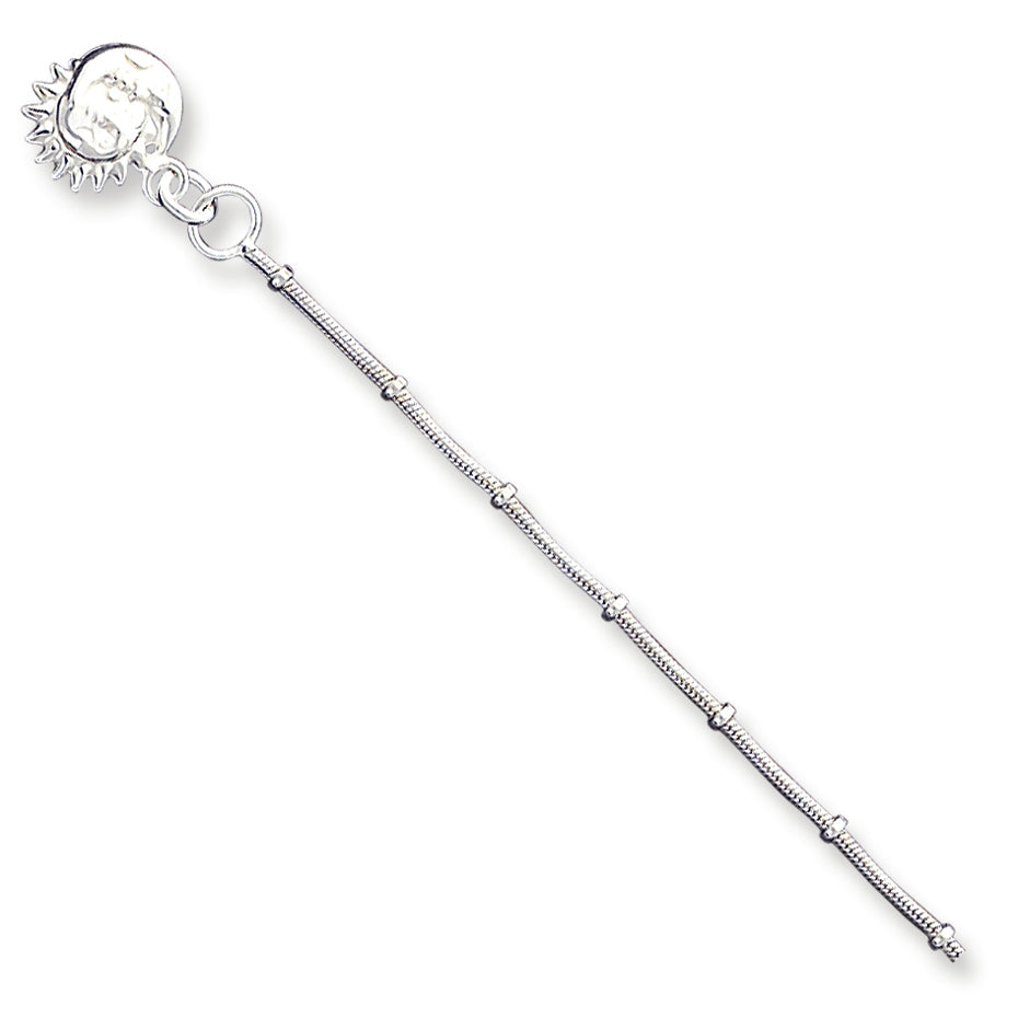 Sterling Silver Sun & Moon Anklet 9 Inches