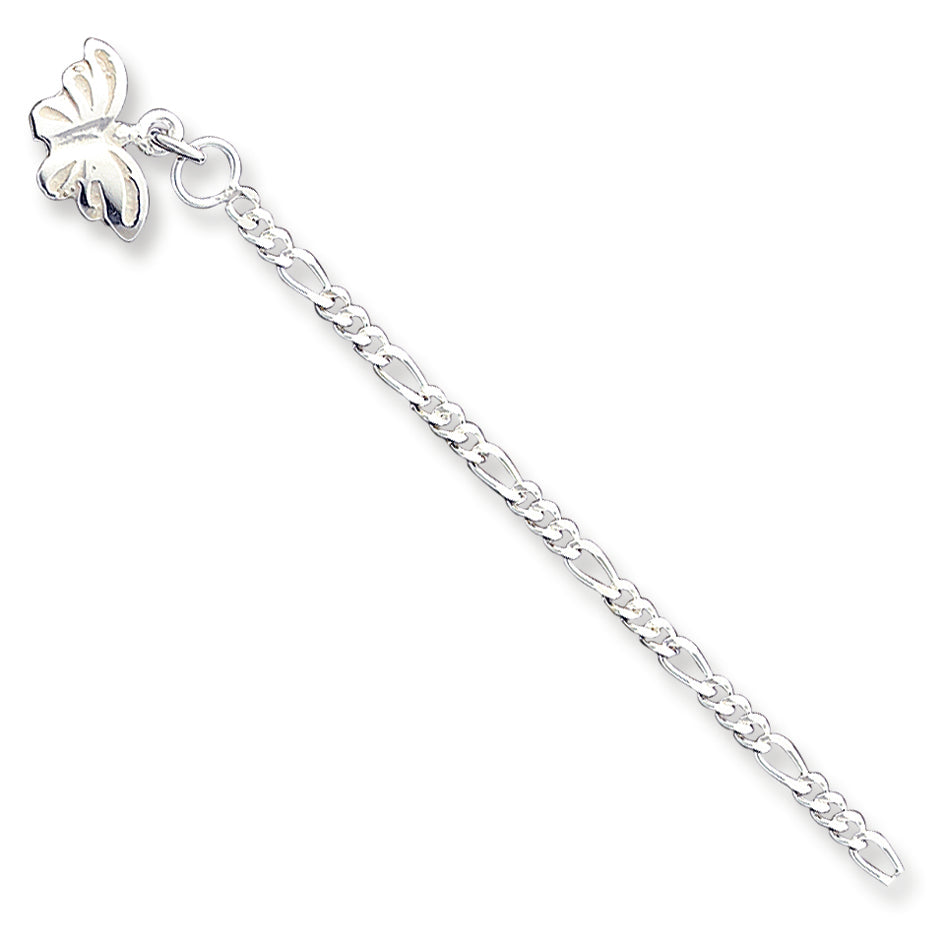 Sterling Silver Butterfly Anklet 9 Inches