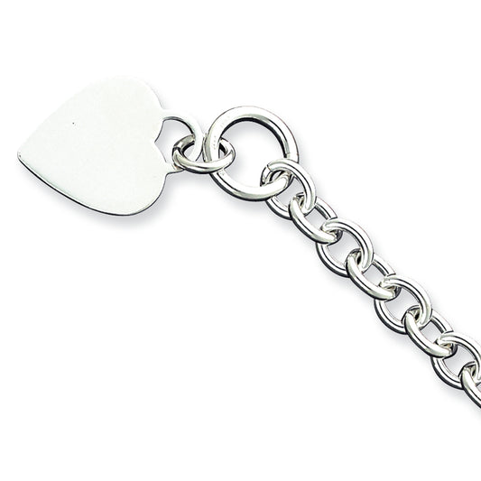 Sterling Silver Engraveable Heart Bracelet 7.5 Inches