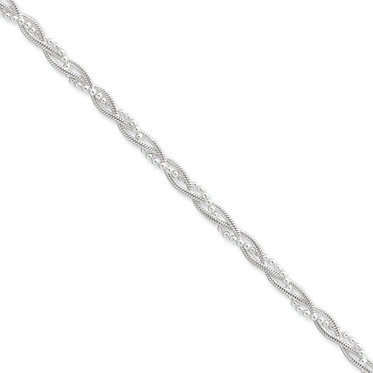 Sterling Silver Fancy Braided Bracelet 7.5 Inches