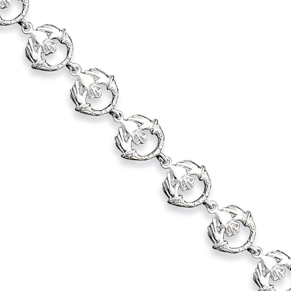 Sterling Silver Claddagh Bracelet 7 Inches