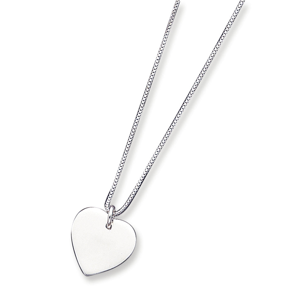 Sterling Silver Heart on Box Chain Necklace 18 Inches