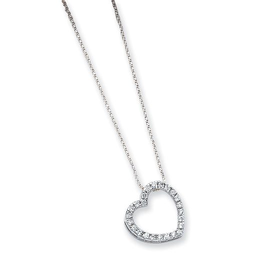 Sterling Silver CZ Heart Slide on 18 Chain Necklace