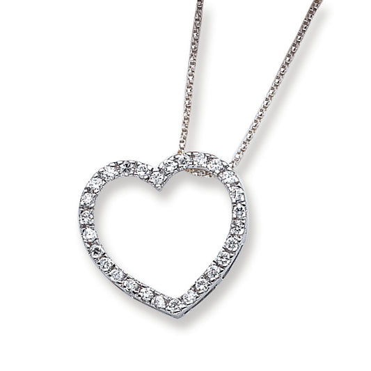Sterling Silver CZ Heart Slide on 18 Chain Necklace