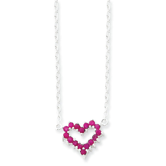 Sterling Silver Genuine Stone Heart on 16 Chain Necklace