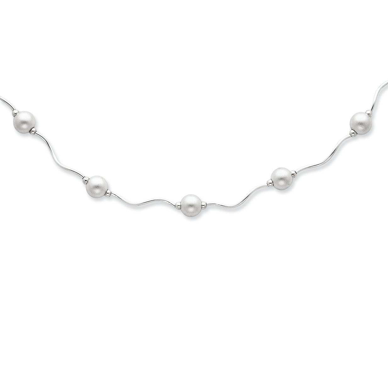 Sterling Silver Satin Beaded Necklace 16 Inches
