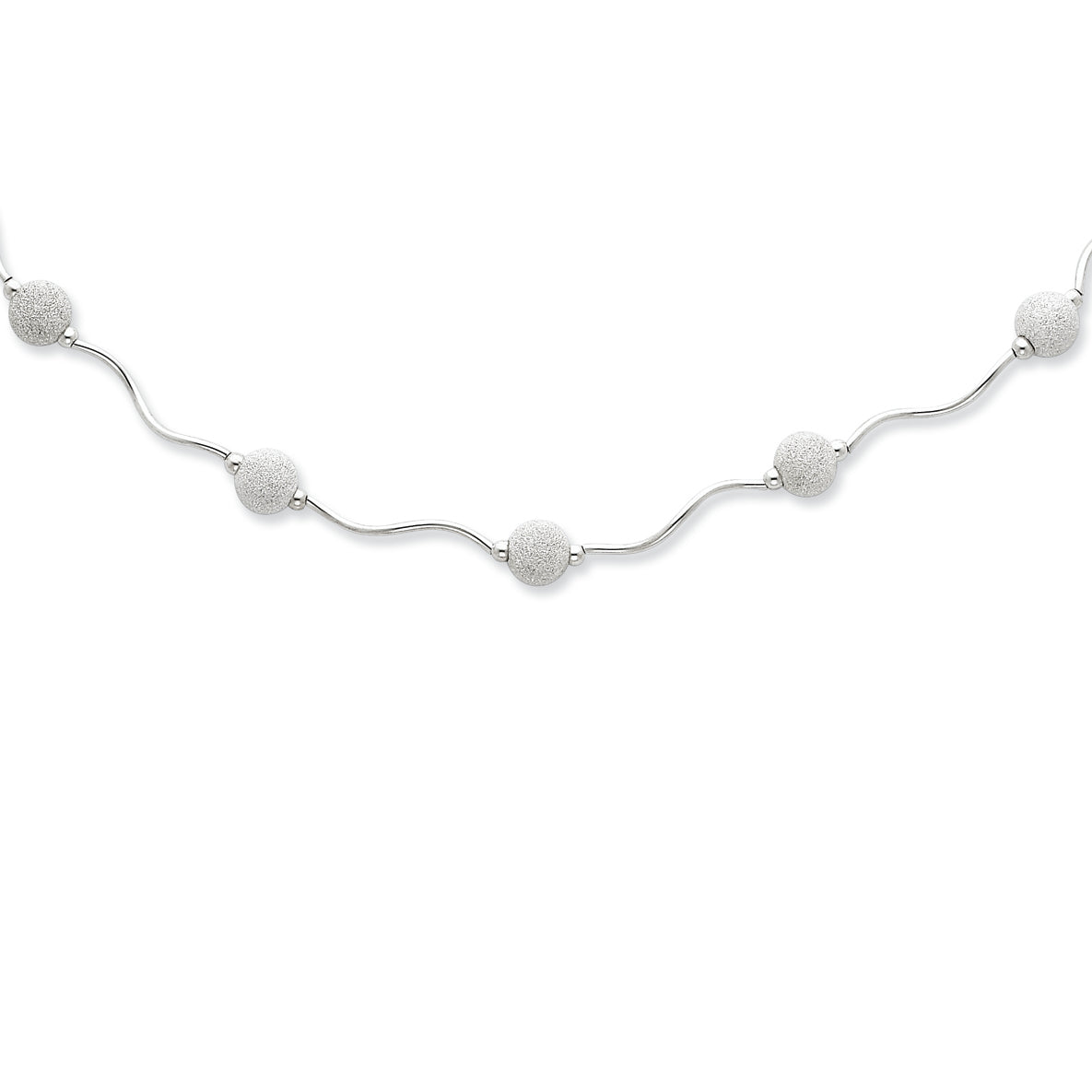 Sterling Silver Laser Beaded Necklace 16 Inches