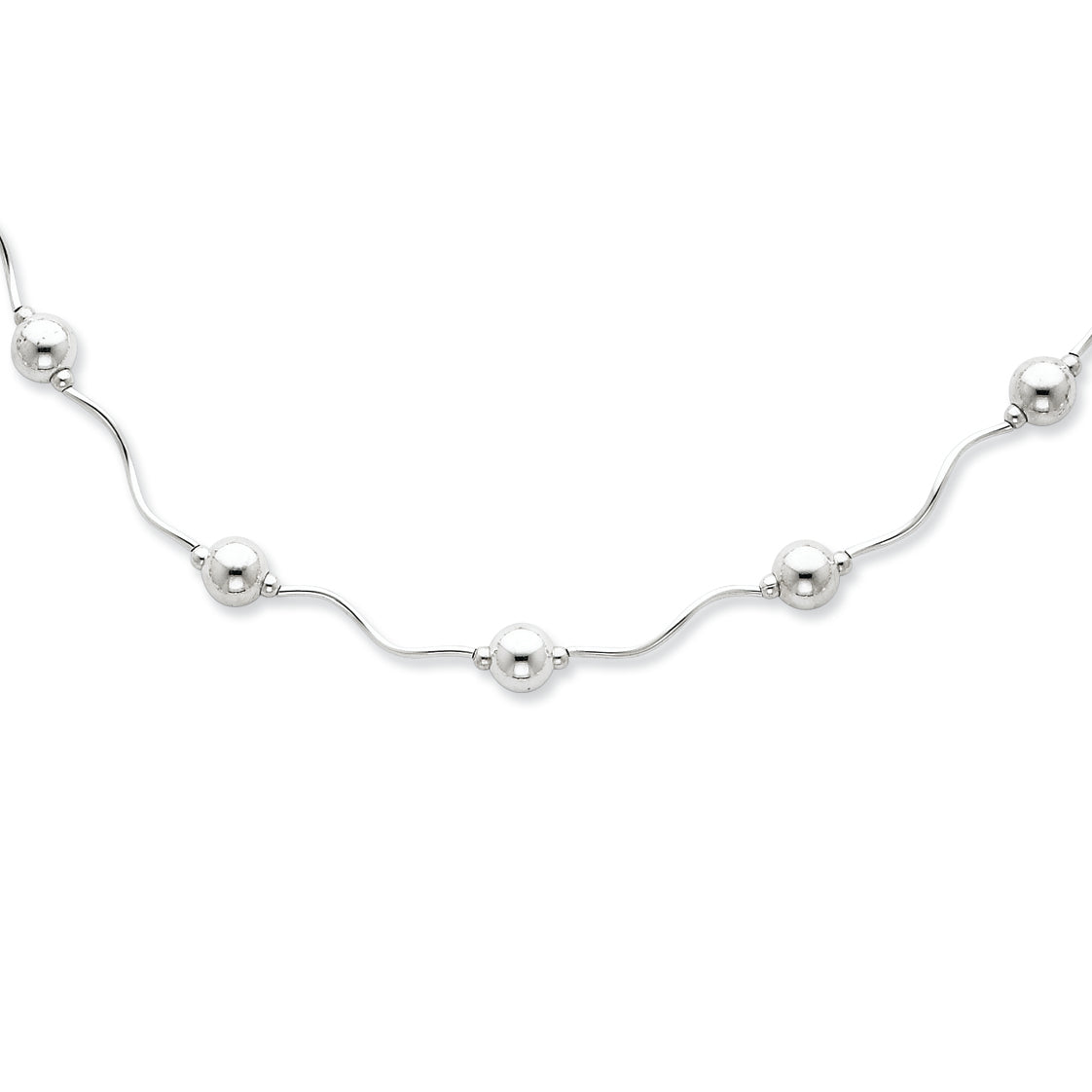 Sterling Silver Polished Bead Necklace 16 Inches