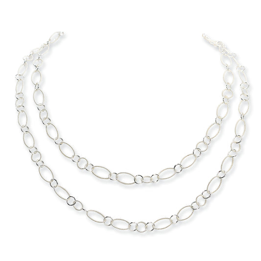 Sterling Silver Fancy Link Necklace 42 Inches