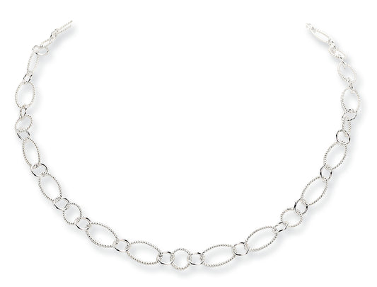 Sterling Silver Fancy Link Necklace 18 Inches