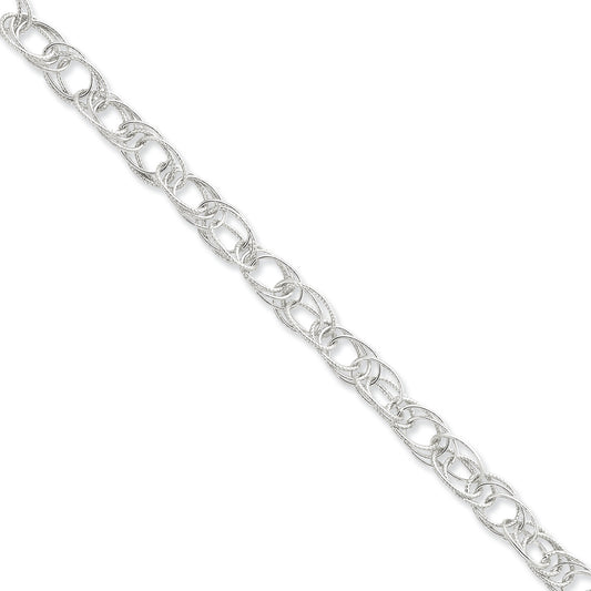 Sterling Silver Fancy Link Bracelet 7.5 Inches