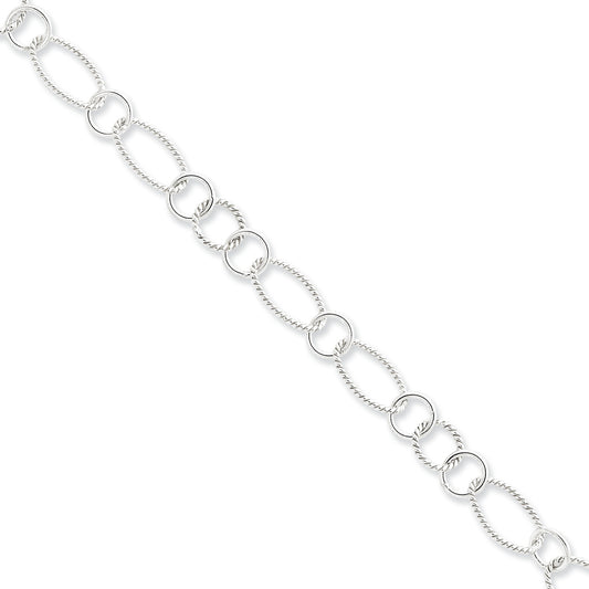 Sterling Silver Fancy Link Bracelet 7.5 Inches
